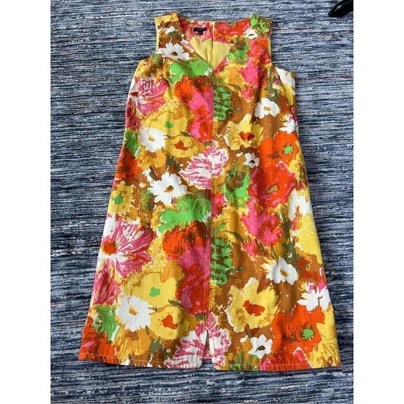 Talbots Colorful Floral Watercolor Print V Neck Shift Dress petite size 12 - Picture 4 of 8